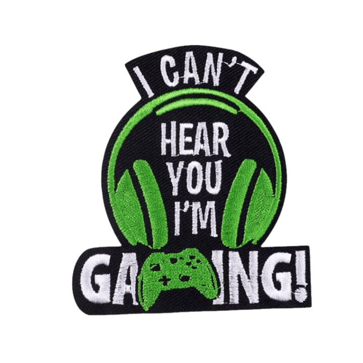 Petic textil brodat I can't hear you I'm gaming 8.2x7.5 cm