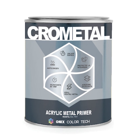 Grund Anticoroziv cu uscare rapida, Gri RAL 7001, Crometal 1KG