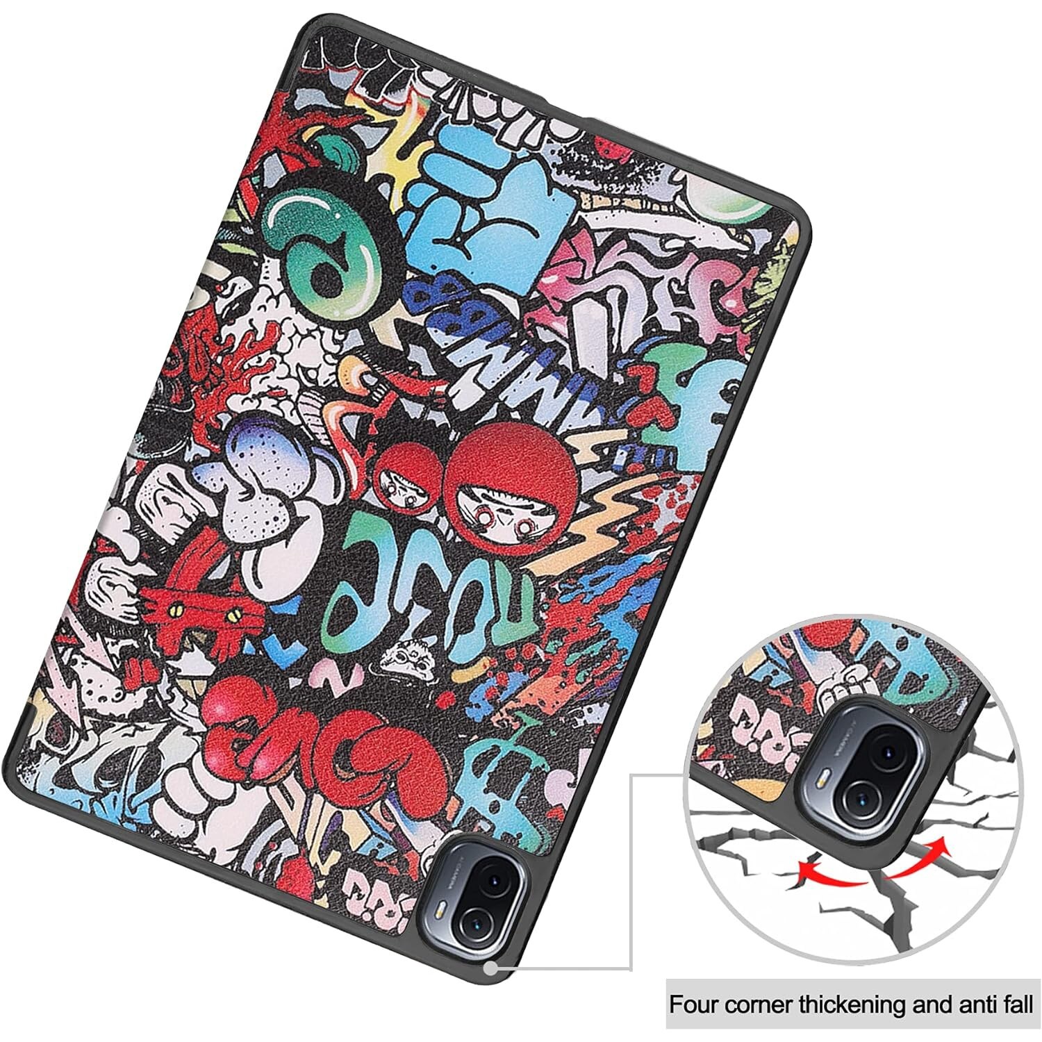 Husa Slim Sigloo, Smart Cover, Trifold, pentru tableta Xiaomi Mi Pad 5, Mi Pad 5 Pro, model Graffity
