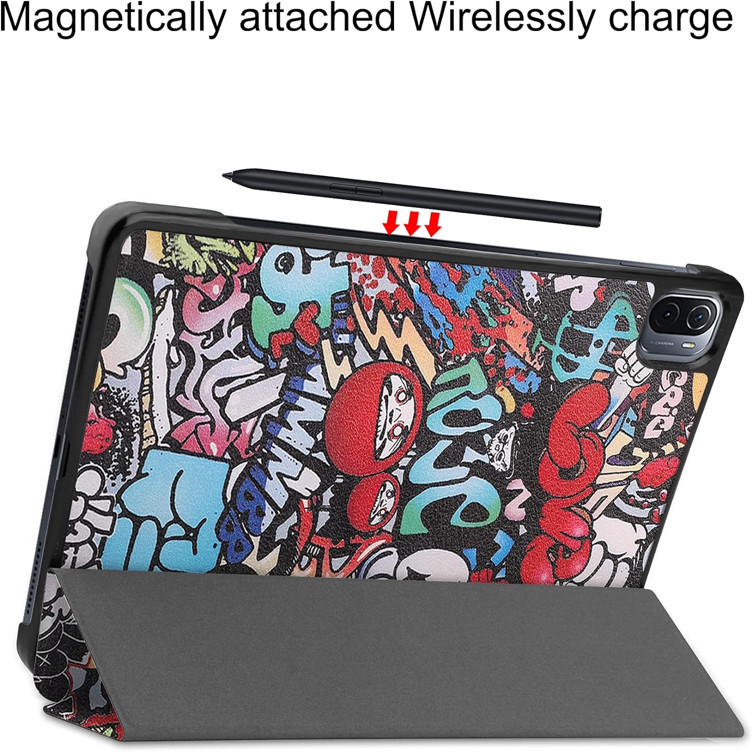 Husa Slim Sigloo, Smart Cover, Trifold, pentru tableta Xiaomi Mi Pad 5, Mi Pad 5 Pro, model Graffity