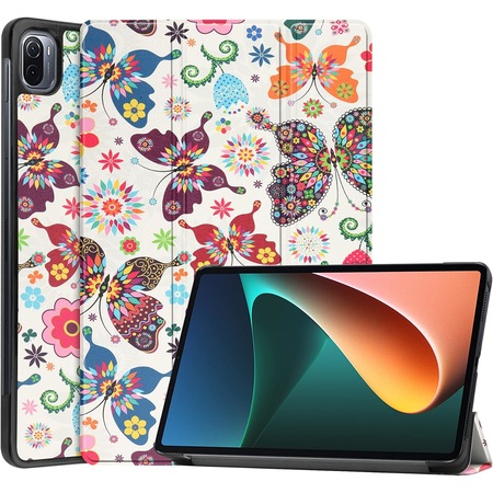 Housse Tablette Xiaomi Pad 5 / Pad 5 Pro 11" - Cuir PU Avec Support - Motif Feuilles Vertes