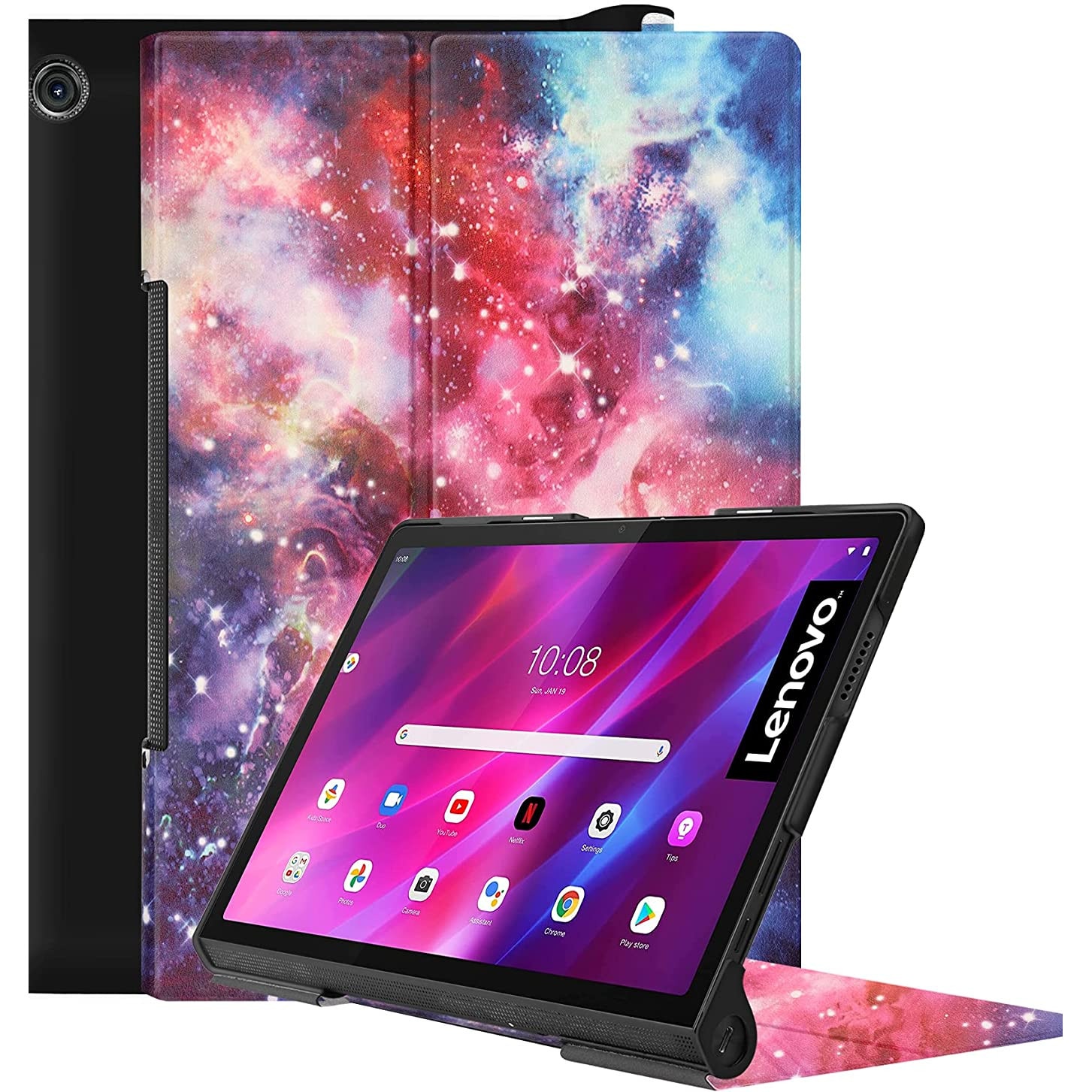 Husa Smart Cover, Sigloo, pentru tableta Lenovo Yoga Tab 11 YT-J706F, 11 inch, 2021, Model Galaxy