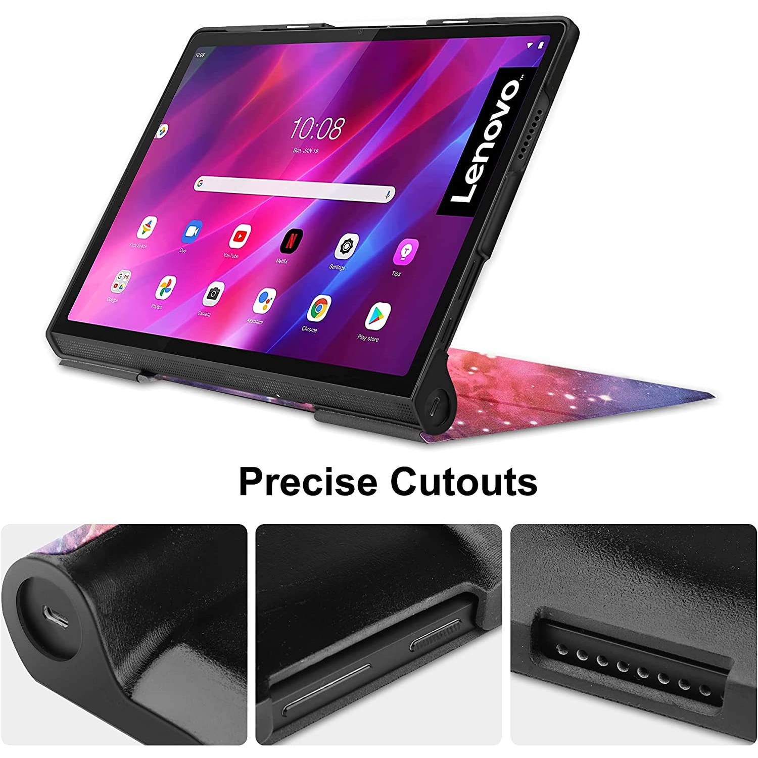 Husa Smart Cover, Sigloo, pentru tableta Lenovo Yoga Tab 11 YT-J706F, 11 inch, 2021, Model Galaxy