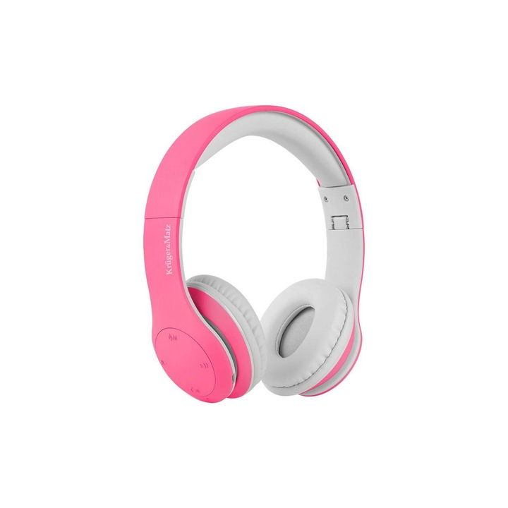 Kruger&Matz Street Kids fejhallgató, Over the Ear, Bluetooth, hangszóró átmérője 30 mm, mikrofon, rózsaszín