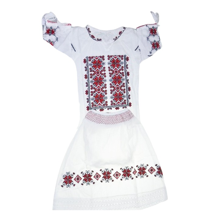 Традиционен костюм от 2 части за момиче Mini Junior MRII-3-122, Бял