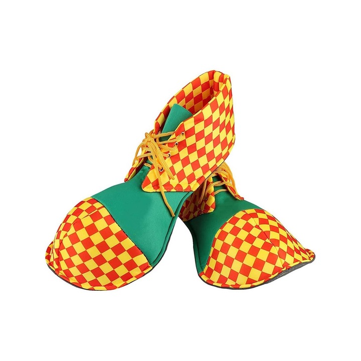 Pantofi de Clown uriasi, 36 cm, multicolori