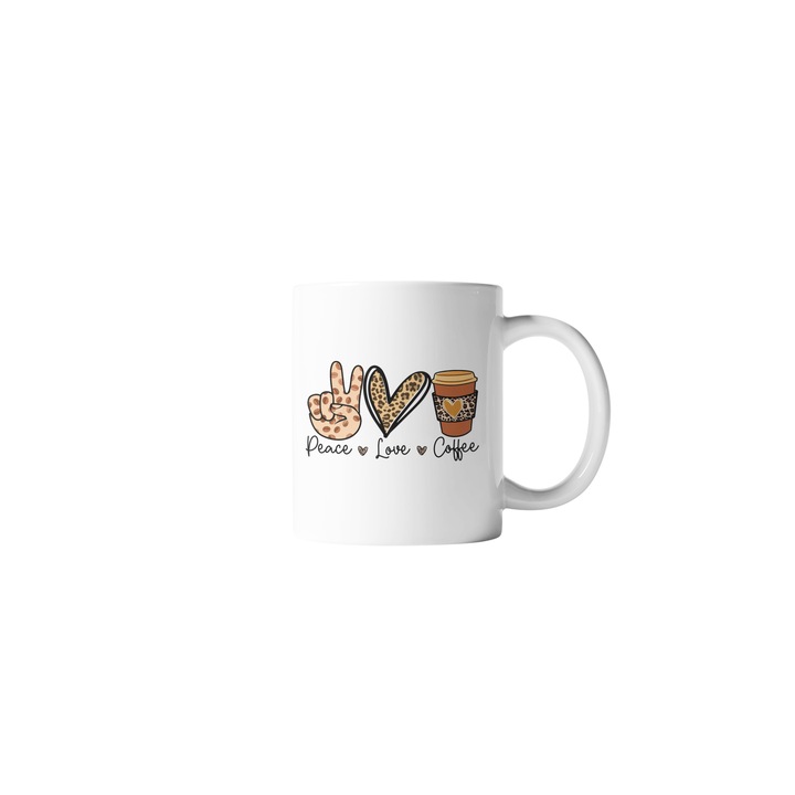 Cana personalizata, Peace love coffee, 330 ml