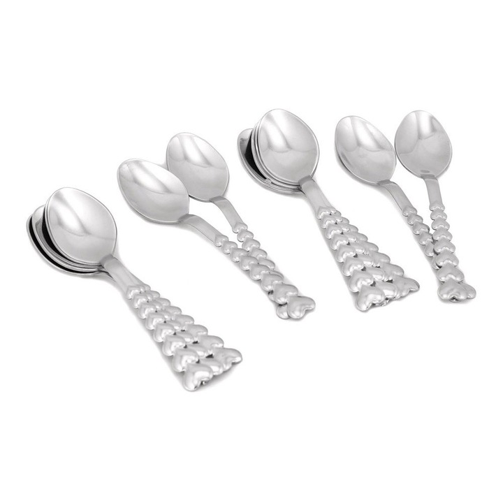 Set Lingurite, 12 Piese, Asi Home Heart, Argintiu, Inox