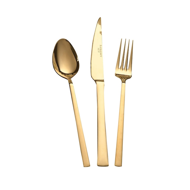 Комплект прибори за хранене 18 части, златисти, BNLTLN18GOLD