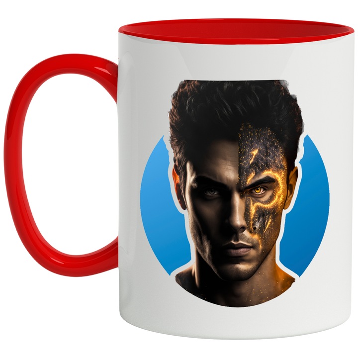 Cana Cu Barbat, Pantera Neagra, Supereroi, Iubitori De Filme, Costum, Transformare, Multicolor 330 ml, Ceramica cu Maner Rosu