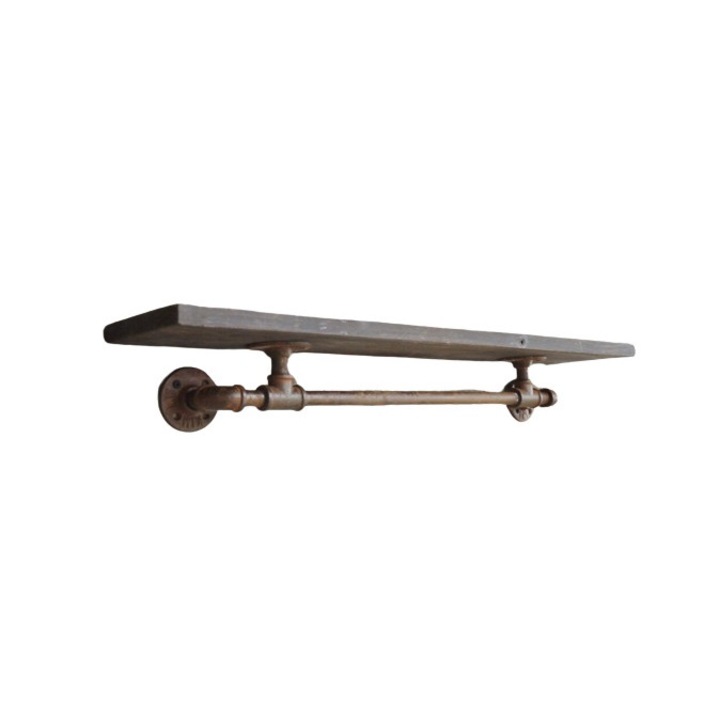 Raft de perete in stil industrial, Dundee, 60x12x20 cm, maro