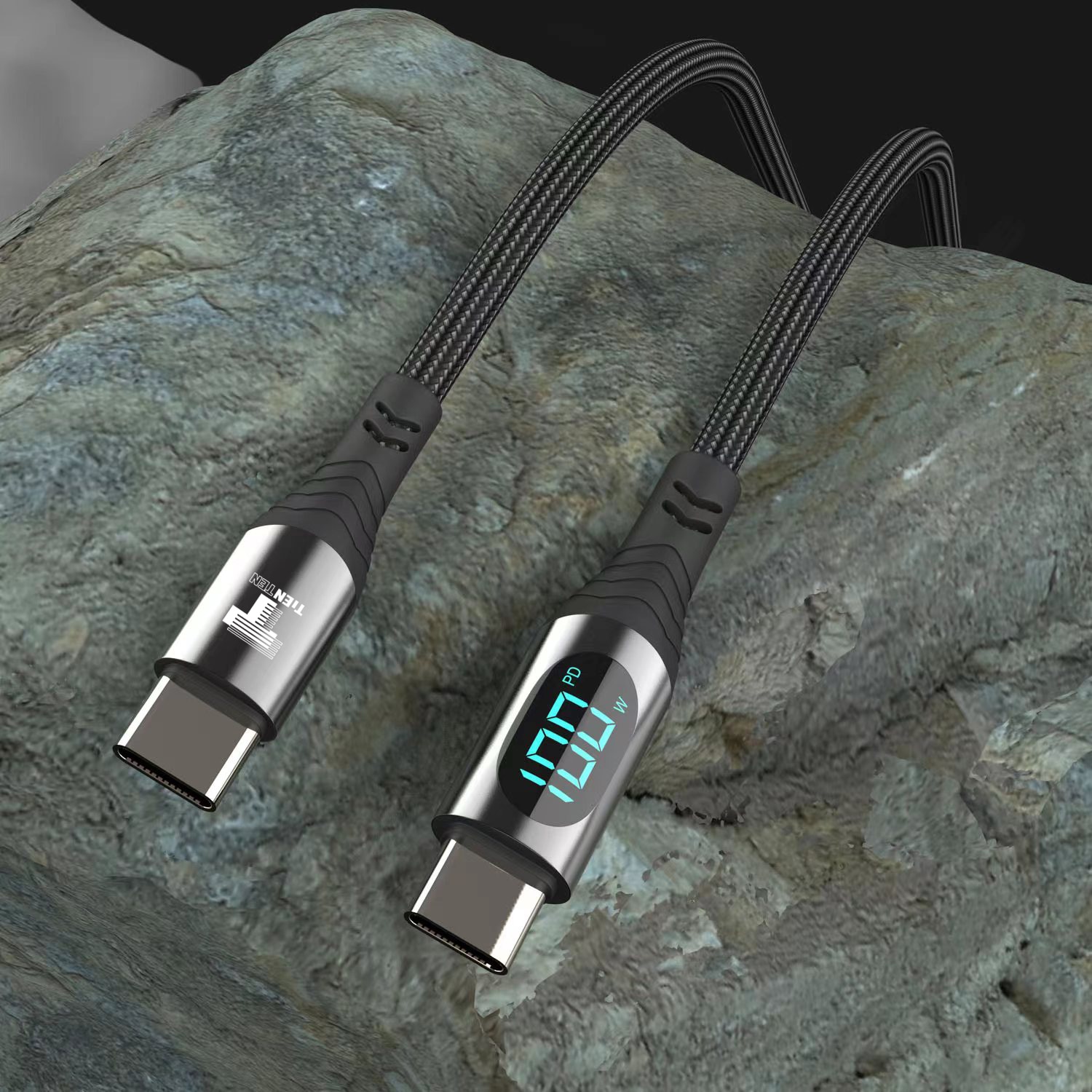 USB-C кабел за зареждане и пренос на данни 100W, TIENTEN, бързо ...