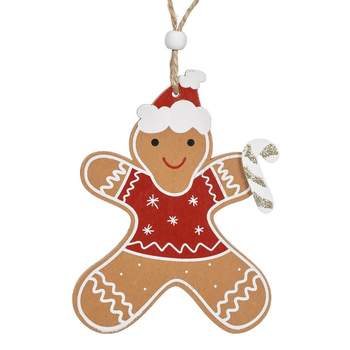 Shopiens® fa karácsonyfadísz, Mézeskalács figura, 9,2 x 12,5 cm