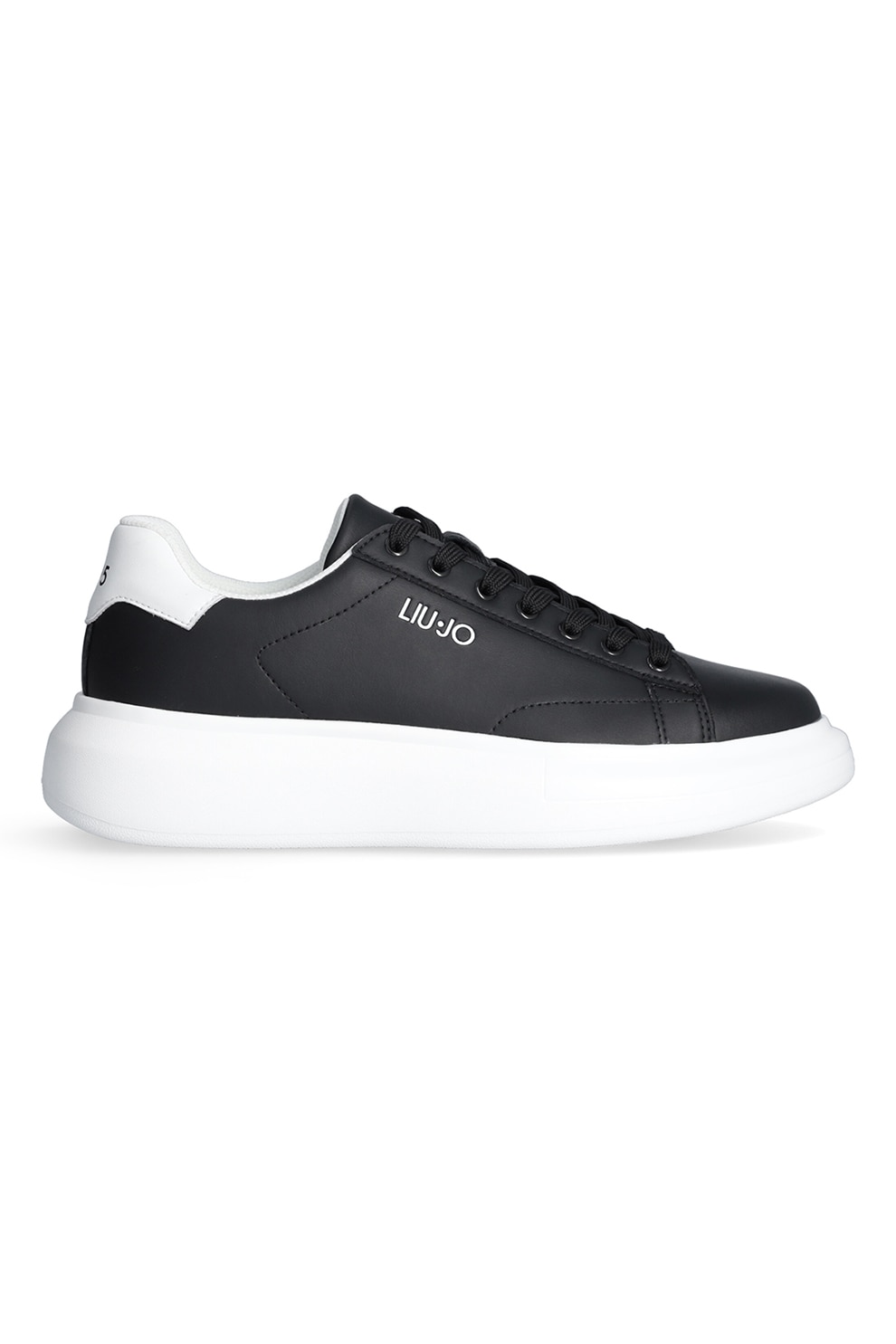 Liu Jo, Pantofi sport de piele cu logo, Alb, Negru, 44 - eMAG.ro