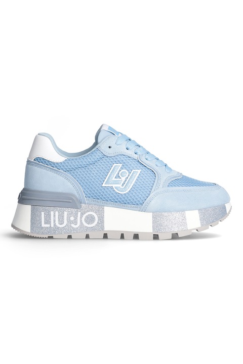 Liu Jo, Pantofi sport cu insertii din piele intoarsa Amazing 25, Albastru deschis