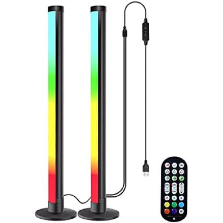 Set 2 lampi RGB Aliden, lumina ambientala, sincronizare sonora, aplicatie personalizata, telecomanda