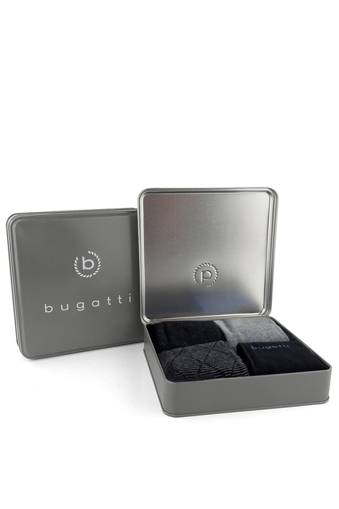 Комплект 4 чифта мъжки чорапи, метална кутия, Bugatti, 6359X, Многоцветен