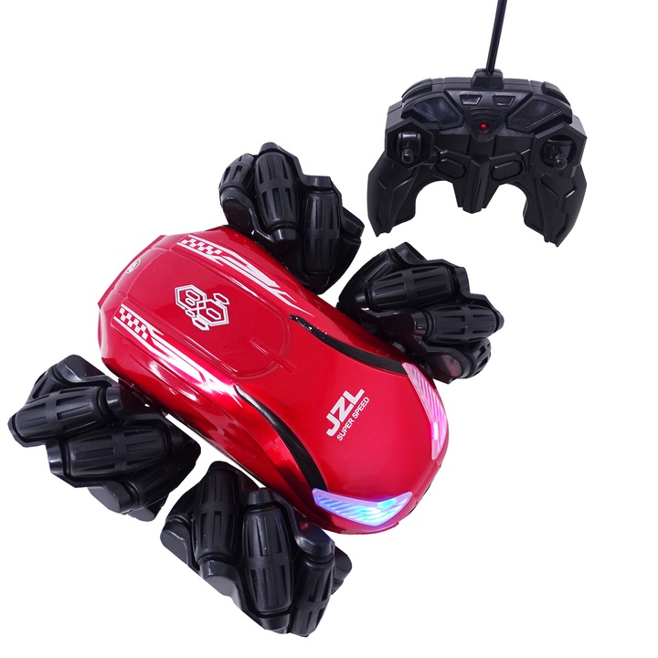 Masina Rosie cu Telecomanda, Acumulator, Viraj special si Lumini