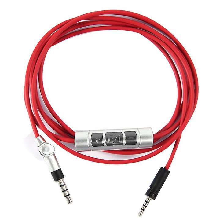 Cablu audio PadForce pentru casti Sennheiser Momentum 1, Momentum 2.0, Control Volum, Lungime 1.50m - Rosu
