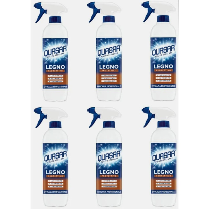 Set 6 bucati Solutie pentru curatat mobila Quasar Legno 580 ml