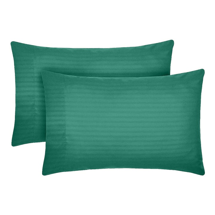 Set 2 huse perna din damasc, densitate 130 g/mp, Verde smarald, 50/70cm