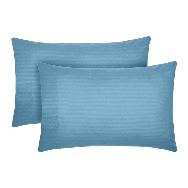 Set 2 huse perna din damasc, densitate 130 g/mp, Albastru celest, 50/70cm