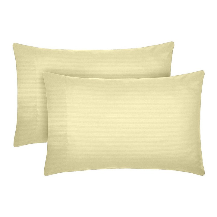 Set 2 huse perna din damasc, densitate 130 g/mp, Vanilie, 50/70cm
