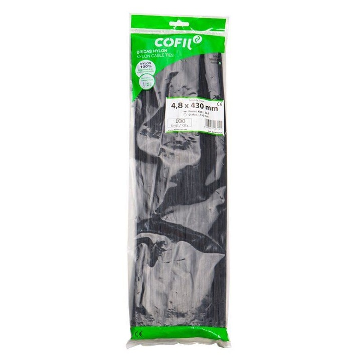 Set 100 coliere plastic 430x4.8mm, negre, 300029N Damesa