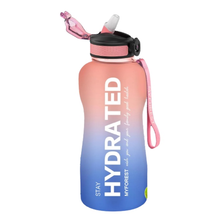 Бутилка за вода Myforest, силиконова, розово/синя, 2.2л