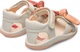 Camper, Sandale din piele cu aplicatii cu funde Twins 689, Alb, 20 EU