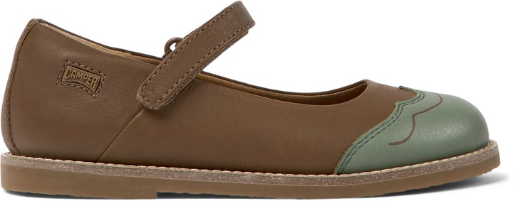 Camper, Balerini Mary Jane din piele Savina Twins 8515, Verde/Maro