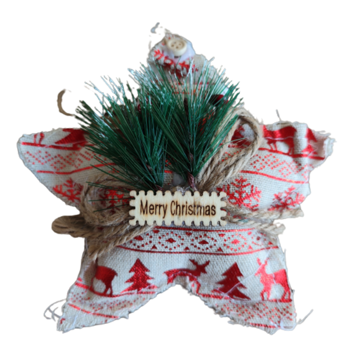 Figurina decorativa textila de pom de Craciun - Stea - 12 cm