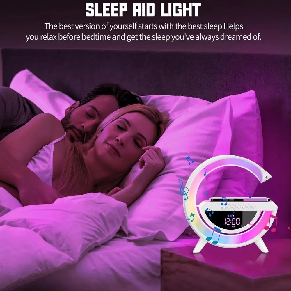 RGB интелигентна LED лампа, Bluetooth високоговорител, безжично зарядно ...