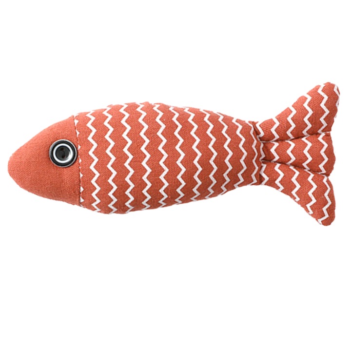 Jucarie pentru pisici cu catnip Peste portocaliu zig-zag 21cm