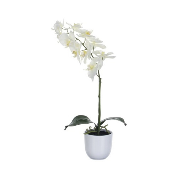 Floare Artificiala, Orhidee, Inaltime 60 Cm, Alba