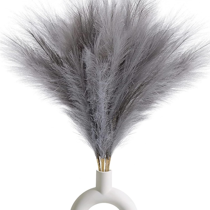 Комплект от 3 изкуствени треви Pampas за интериорни дизайни и декорации, първокачествен материал, фина коприна, височина 43,5 см, пепеляво сив меланж, CBD CORAL НАЙ-ДОБРИТЕ СДЕЛКИ