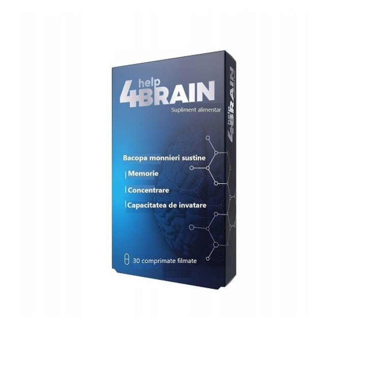 Supliment alimentar Help4Brain, sustine memoria, concentrarea si capacitatea de invatare, 30 comprimate
