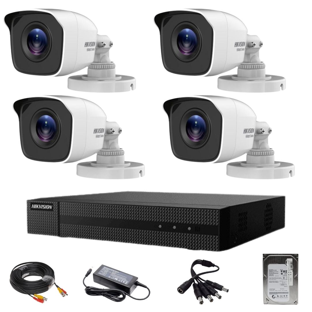 Sistem supraveghere Hikvision TurboHD HiWatch 4 camere 2MP IR 20m
