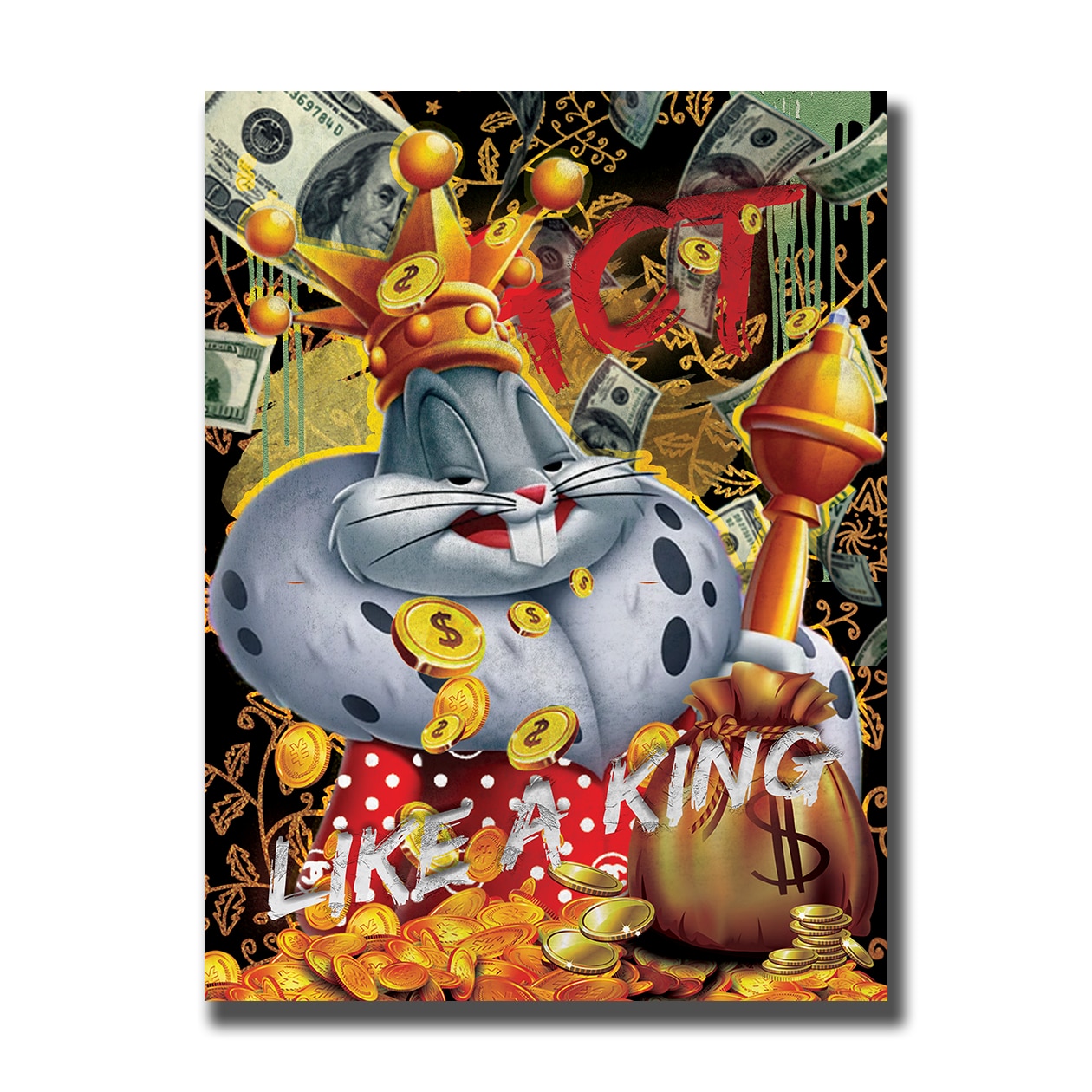 Първокласна картина на платно, LuxCanva® B1023 King Bugs Bunny, 60 X 80 ...