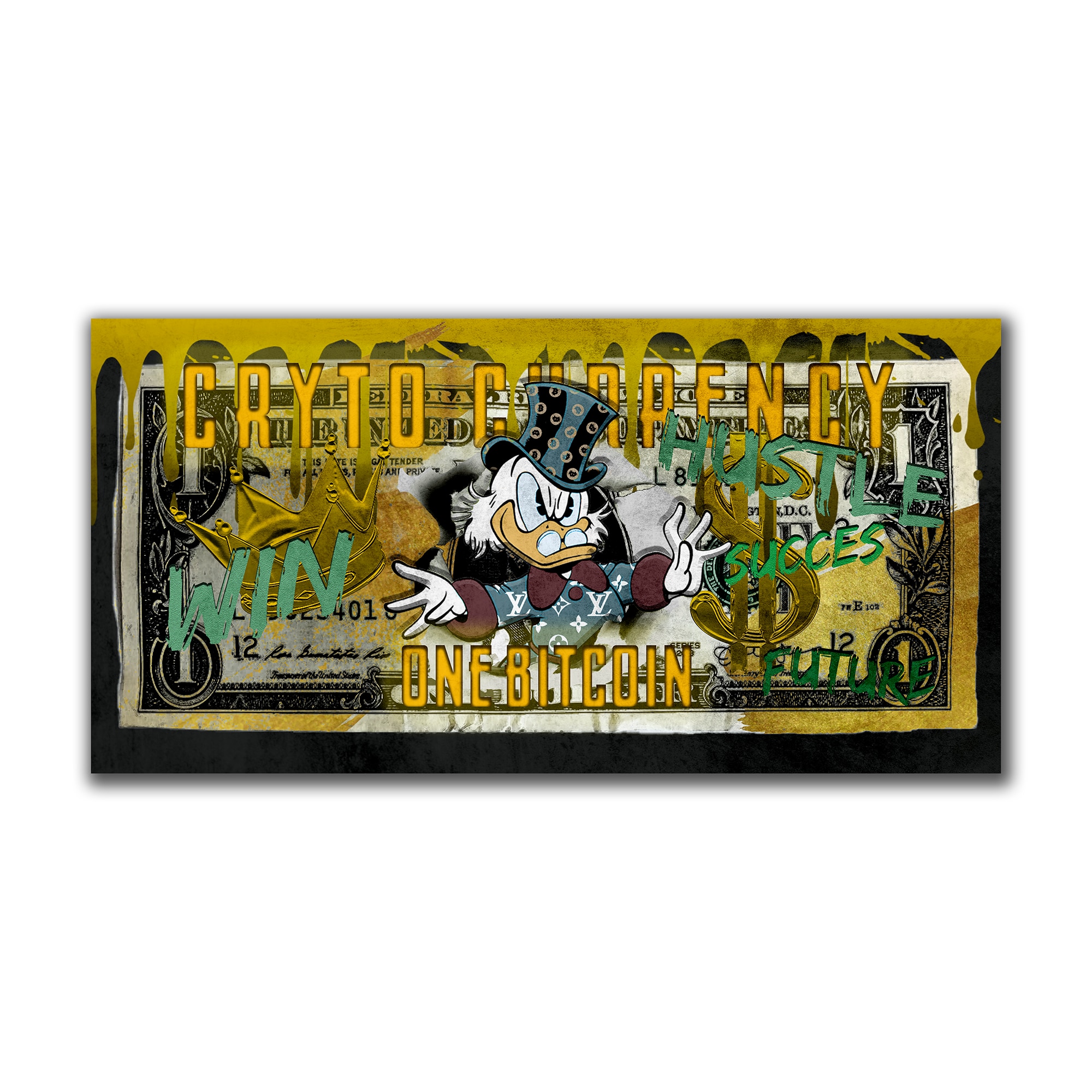 Tablou Canvas Premium, LuxCanva® B1025 Donald Duck Bitcoin, 50 X 70 CM,  Panza Bumbac 100% 400g/m2, Sasiu Lemn, Donald Duck, Bani, Bitcoin, Crypto,  Culori Vibrante - eMAG.ro