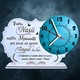 Tablou ceas personalizat cu mesaj standard ''Nasii nostri minunati...'', cadou pentru nasi, dimensiune 30x20cm, cadran turcoaz, alb