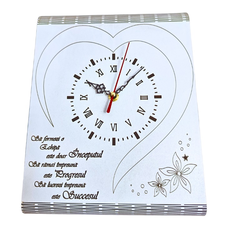 Ceas de birou, blank suport pentru decorare cu licheni stablizati, personalizat cu mesaj standard pentru "Manager, Doctor, Sef, Prieten", 25x22cm, alb