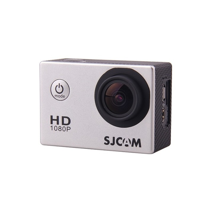 Camera video sport, SJCAM, Carcasa impermeabila, 12MP, Argintiu