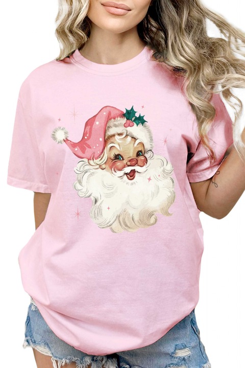 Tricou Relaxed Fit Pink Santa 18679