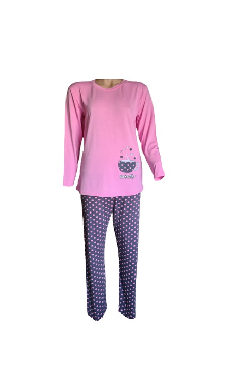 Pijama dama din bumbac, sweetie, culoare roz