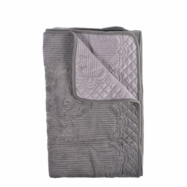 Kanapéhuzat, Naimeed D4890M, 70x210cm, poliészter, bolyhos, steppelt, Szürke