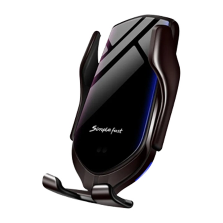 Incarcator Wireless SimpleFast, Fast charging 10W, pentru masina cu functie de sustinere si incarcare a telefonului, Negru