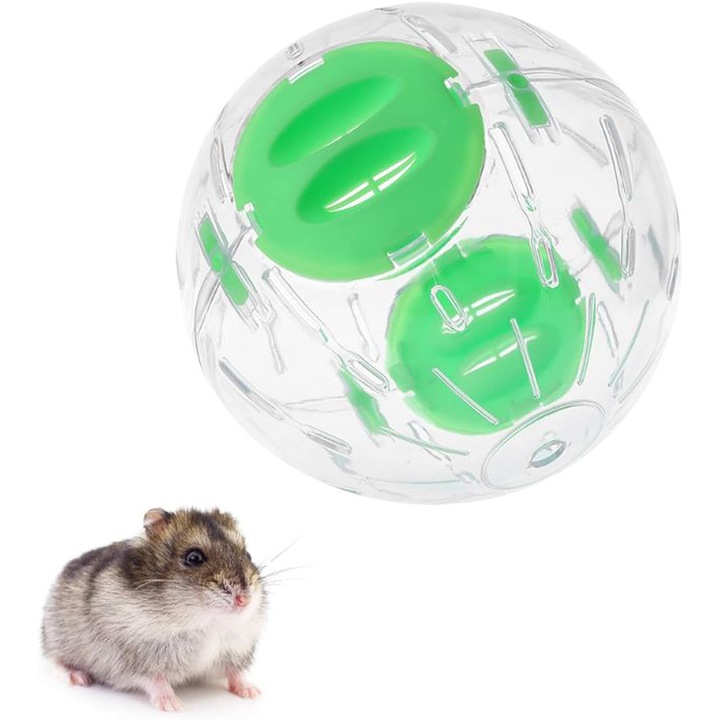 Jormftte hörcsög labda, műanyag, átlátszó/zöld, 14 cm