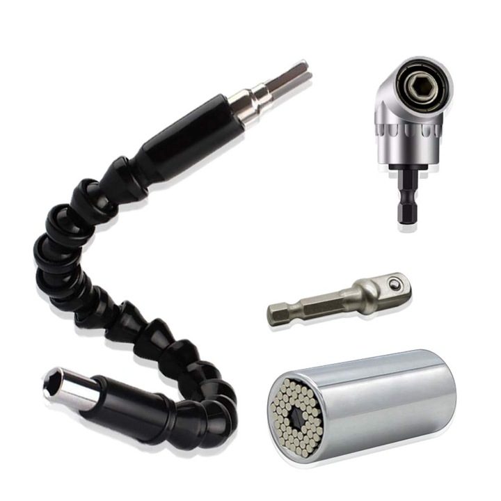 Комплект универсални гаечни ключове Jormftte, удължение под прав ъгъл 105 градуса, гъвкаво свредло 300 мм