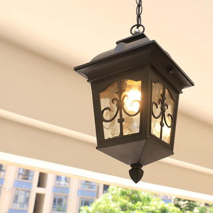 Lustra tavan aluminiu turnat negru vintage reglabil E27